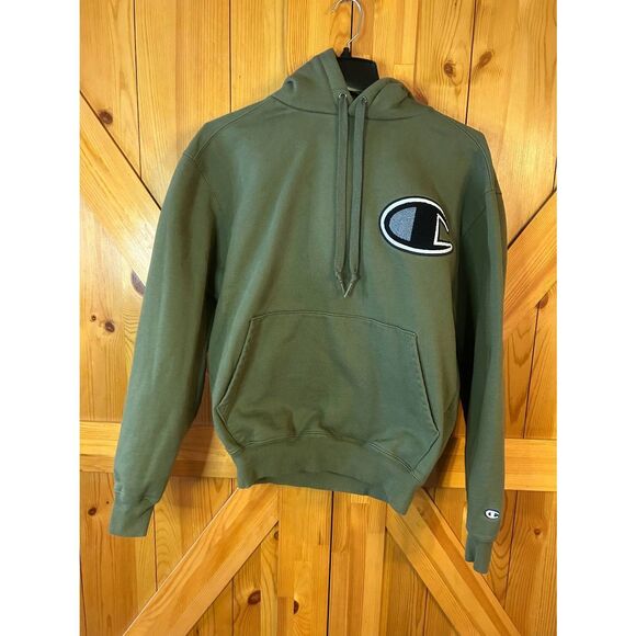 Champion Mens Sherpa Pullover Hoodie Drawstring Green Size Small (5341) - Picture 1 of 5